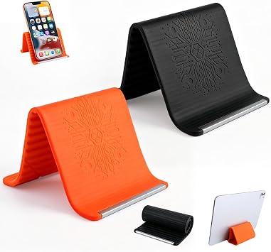 Silicone Phone Stand with Aluminum, Flexible Foldable Phone Holder,Bendable Adjustable Anti-Slip Desktop Stand for Phone Tablet Laptop, Portable Rollable Multi-Angle Stand for Home Office 2 PCS