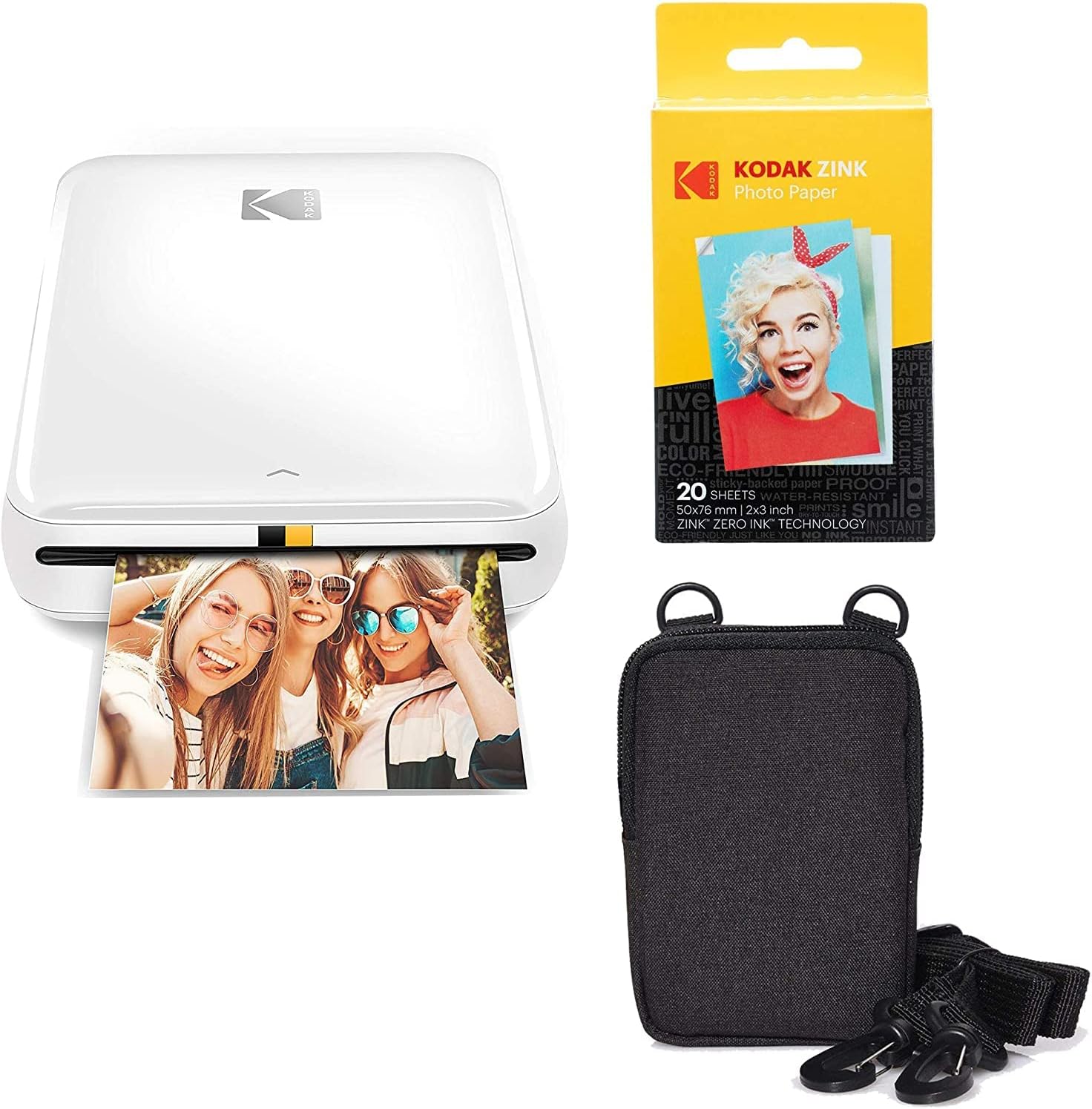 KODAK Step Wireless Mobile Photo Colour Printer (White) Go Bundle