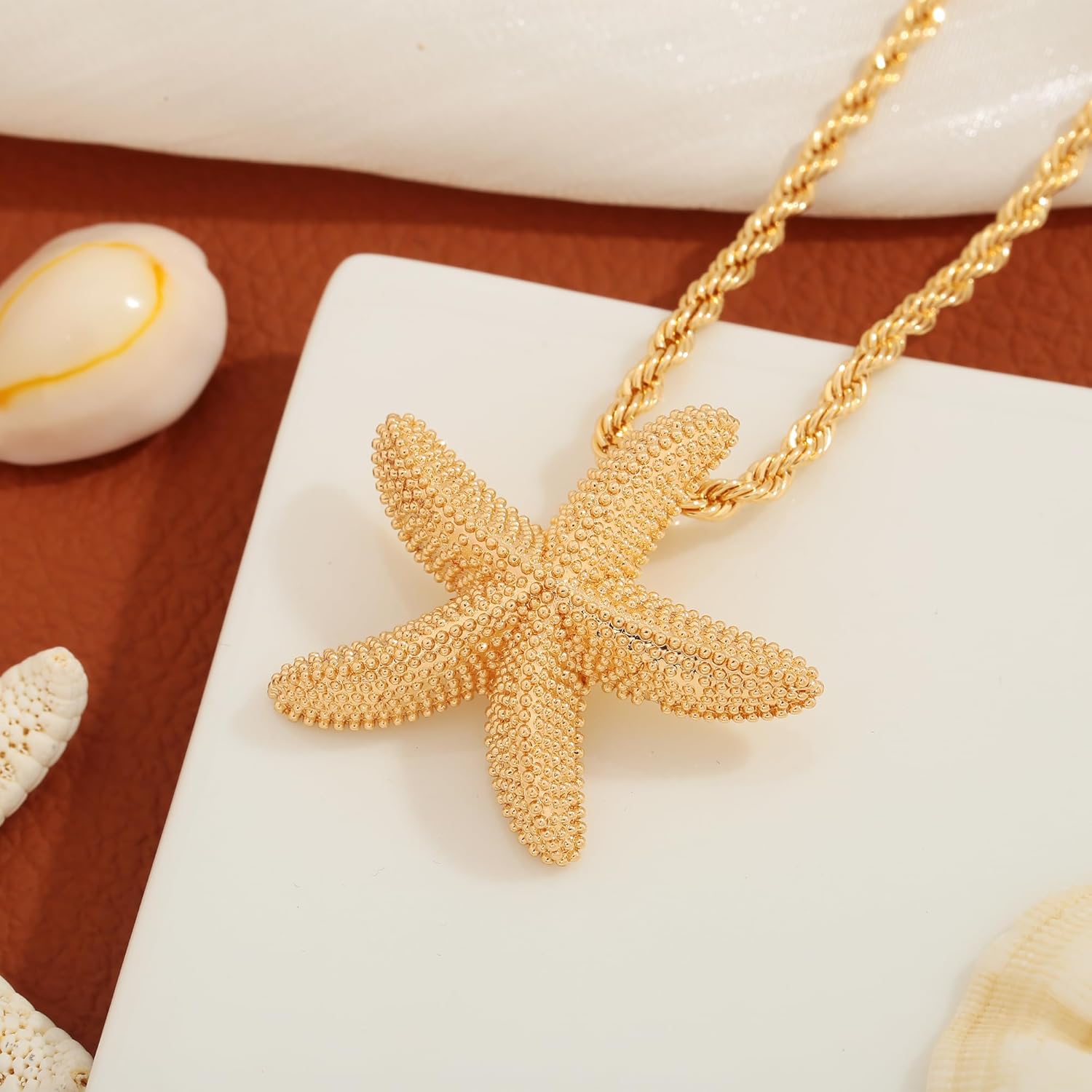 WOWORAMA Gold Necklace for Women Boho Spiral Conch Shell Necklace Starfish Necklace Vintage Ocean Sea Shell Choker Pendant Necklace Adjustable Summer Beach Jewelry - Image 8