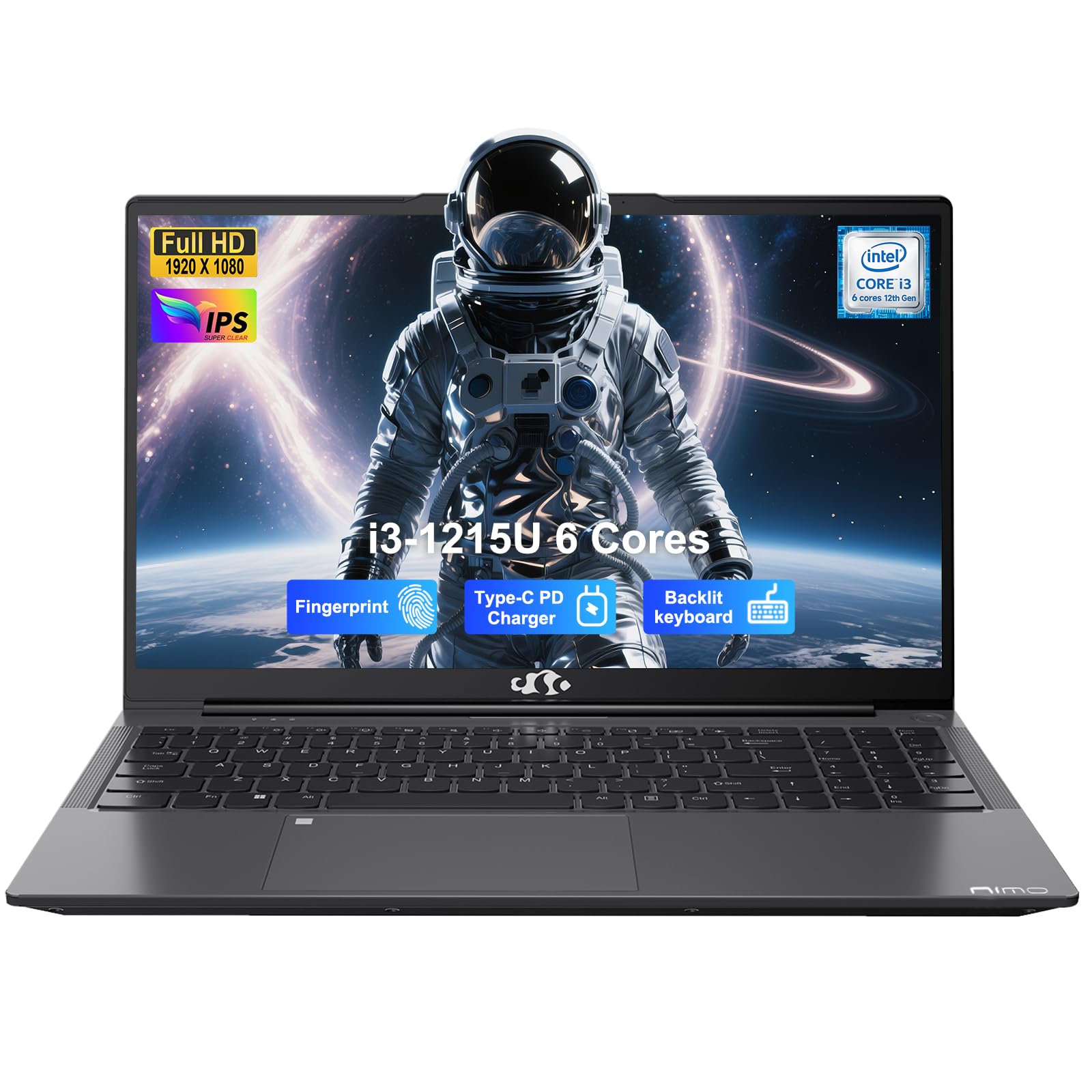 15.6" IPS FHD-Student-Laptop, Intel 6 Cores I3-1215U (Up to 4.4GHz, Beats R5 7520U) 8GB RAM 128GB SSD Computer with 65W Type C Backlit Keyboard Fingerprint, for Home and Business