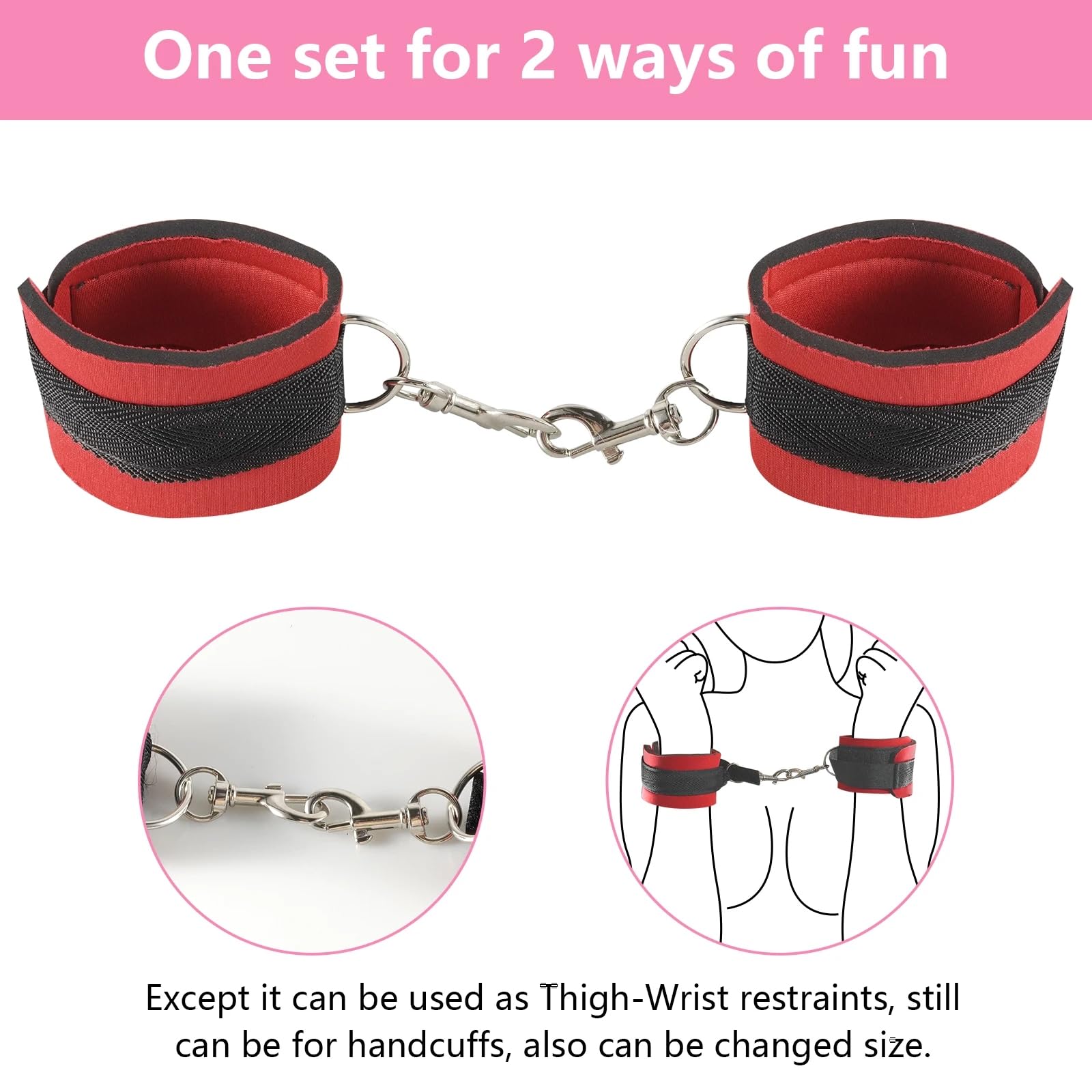cavigliere in nylon Love Accessorio strumento di controllo per mani e piedi (nero e rosso)…
