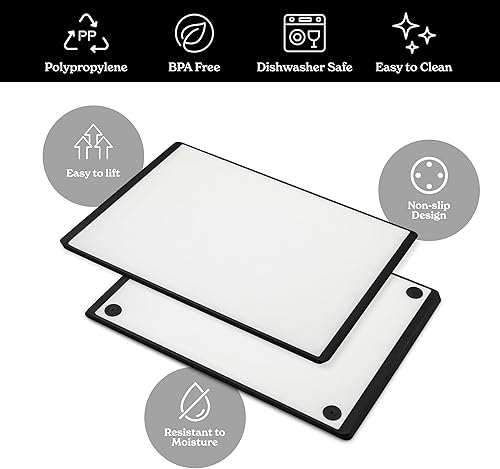 Miniatura 10 de SMIRLY Juego de tablas de cortar de plástico, tablas de cortar aptas para lavavajillas para cocina, tabla de cortar apta para lavavajillas, juego de