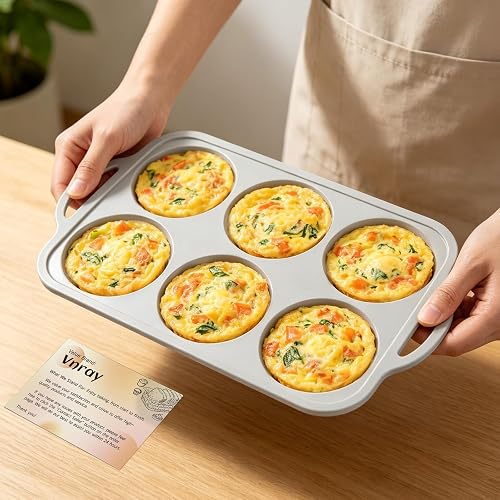 Vnray 4 Inch Jumbo Silicone Muffin Top Pan with Frame