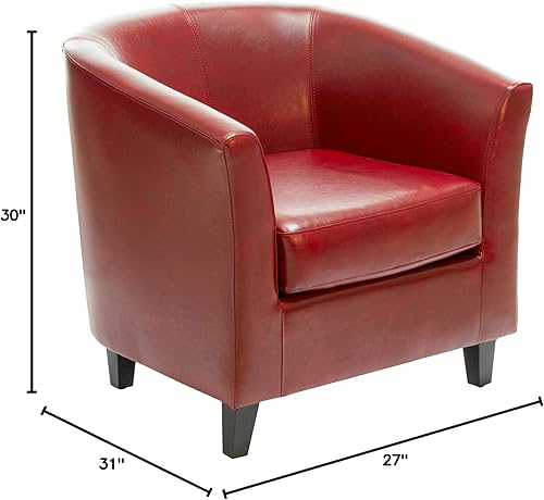 Miniatura 3 de Great Deal Furniture Petaluma Oxblood Silla de club de cuero rojo 30-1/2 x 28 x 30-1/2