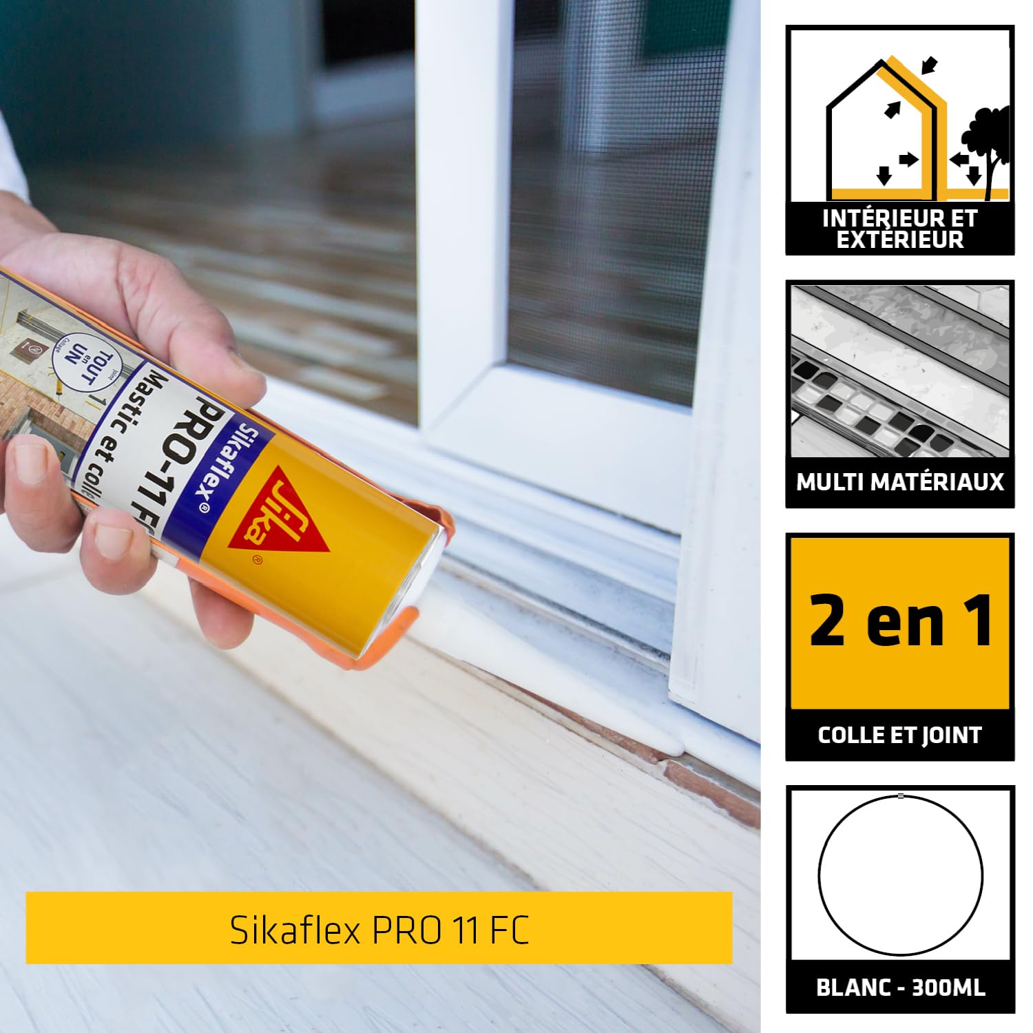 SIKA - Protection hydrofuge tout en 1 - Pour façade, toiture, terrasse et sol - Prêt à l'emploi - 20L + Mastic-Colle PU - Tout en 1 - Multi-matériaux - Int/Ext - Blanc- 300ml + Pistolet d'application