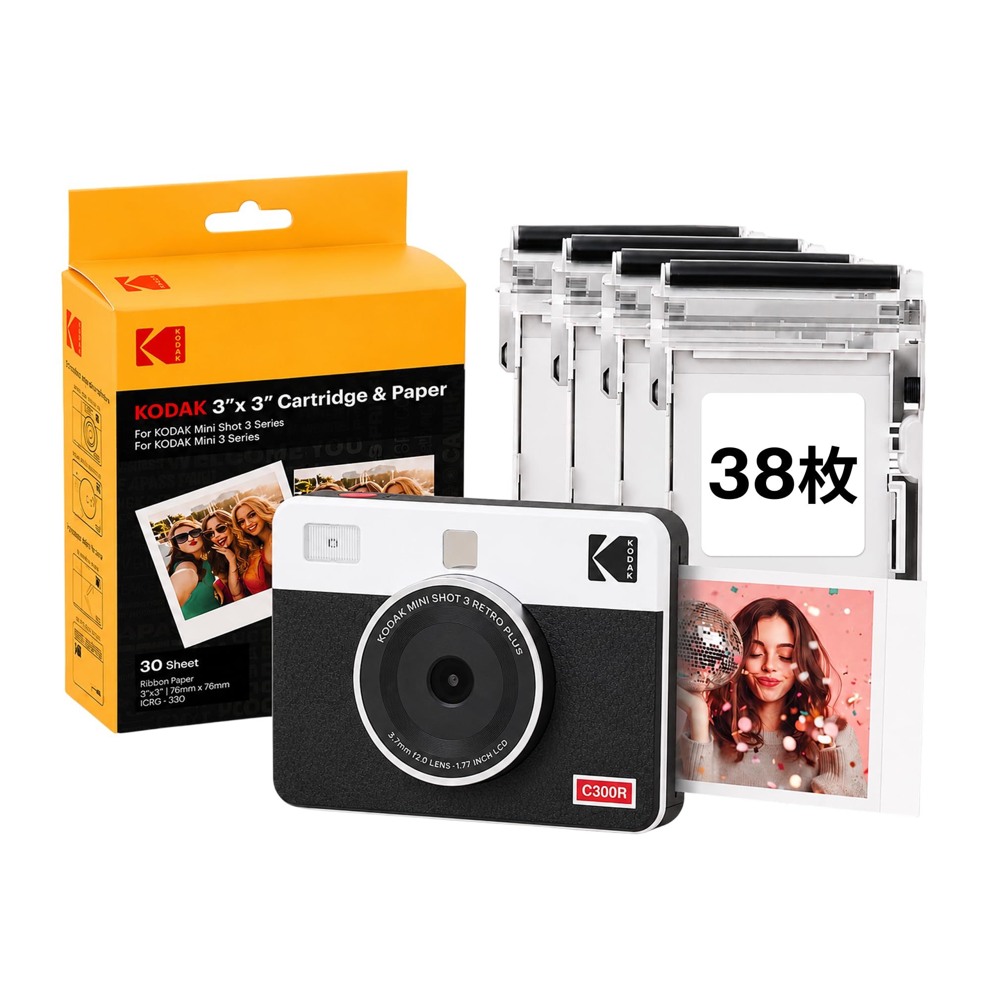 Amazon.co.jp: KODAK Mini Shot 3 Retro インスタントカメラ (7.6×7.6