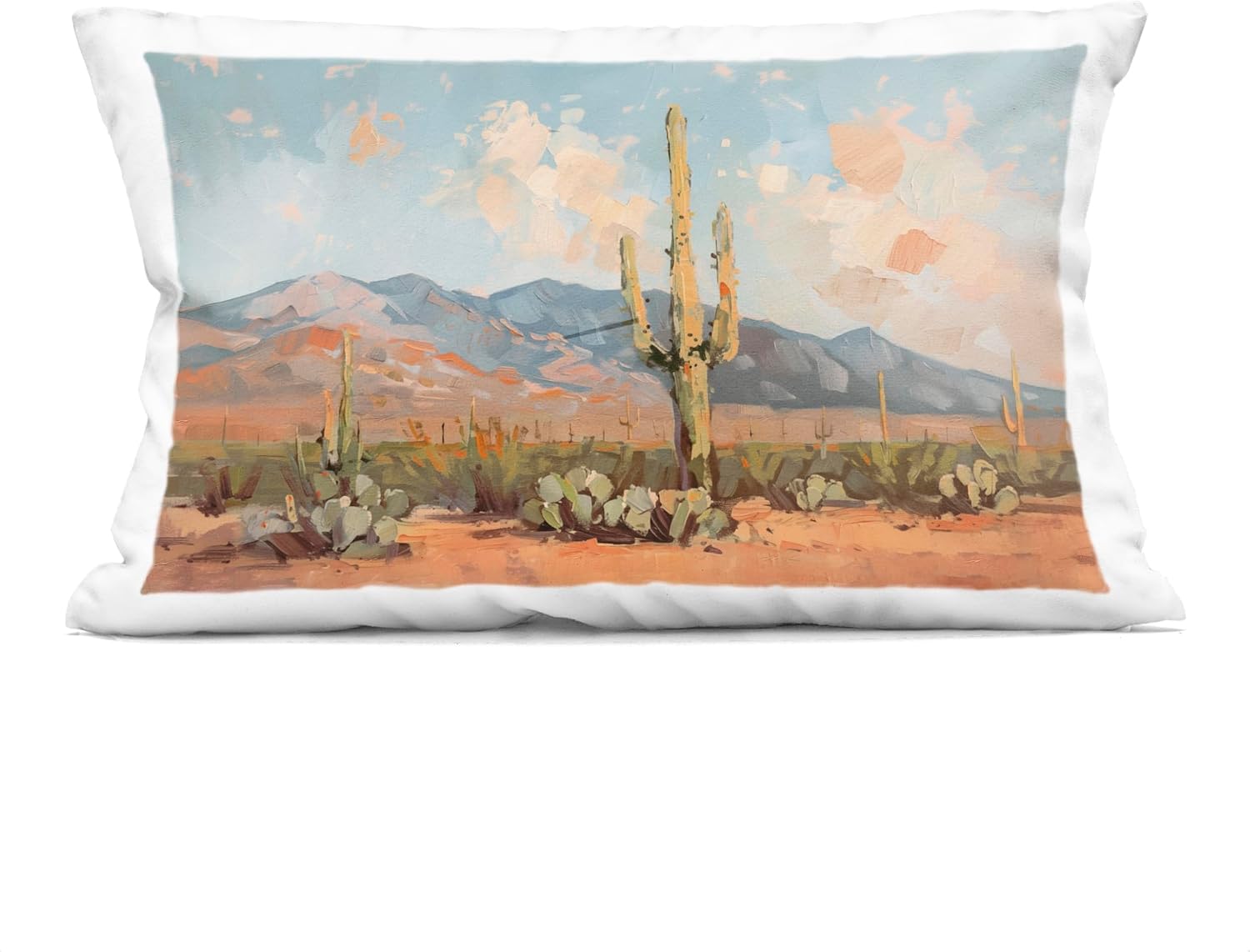 Stupell Industries Pink Desert with Daubed Clouds Indoor Printed Throw Pillow, 14 x 7 x 20, Blue