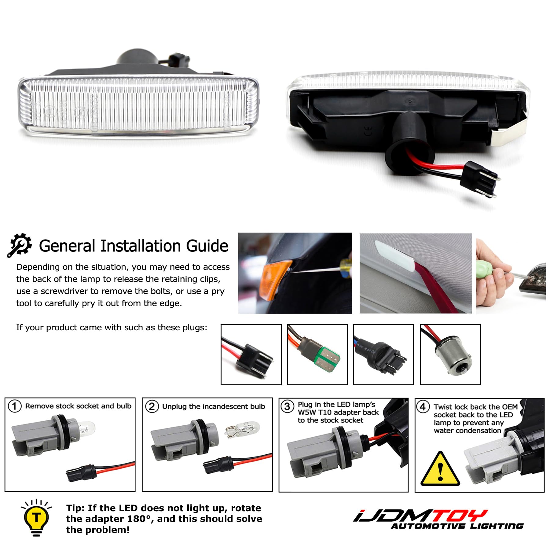 bemia様確認ページ Amazon.com: iJDMTOY Semi-Clear Lens Amber Full LED Fender Blink
