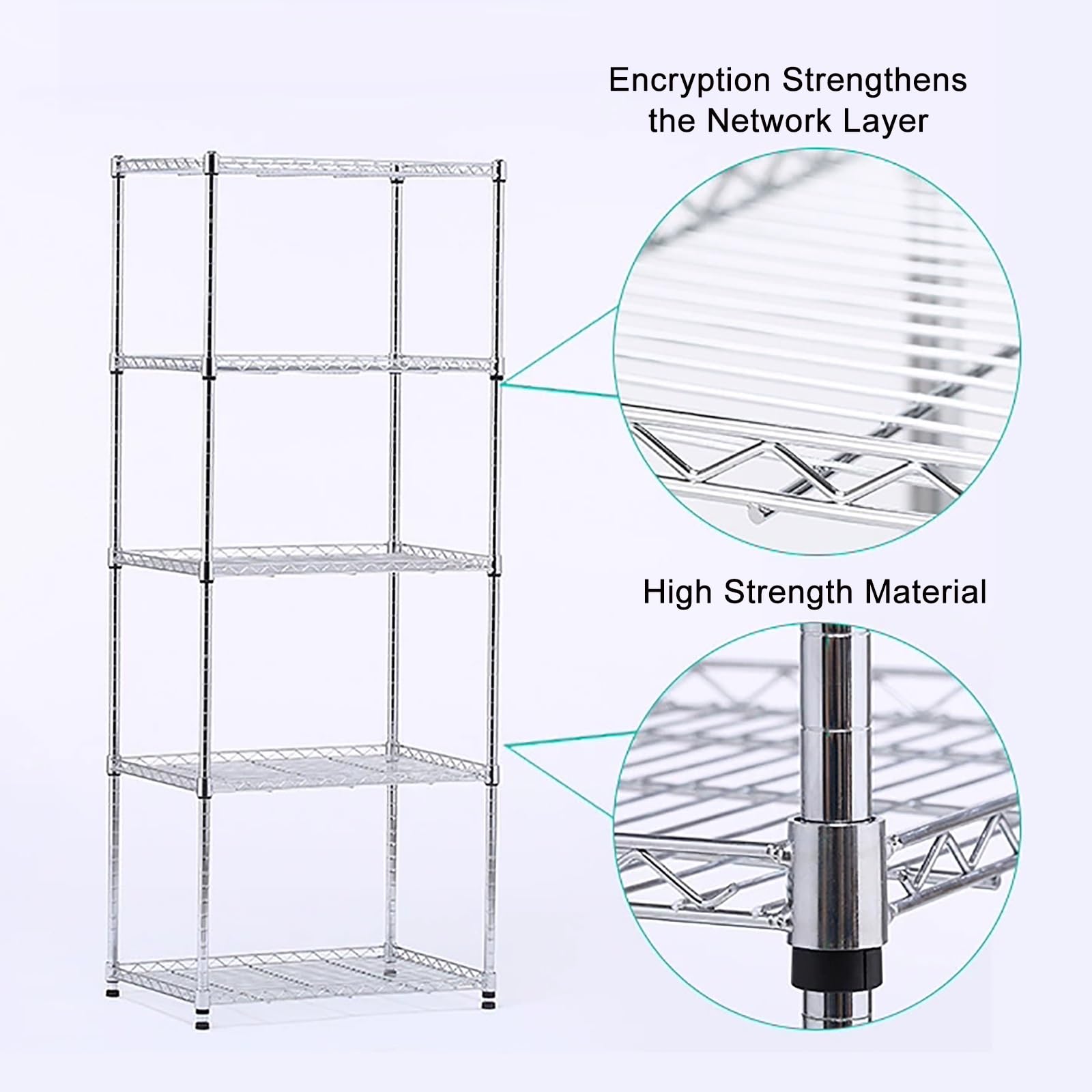 Scaffale in metallo a 5 ripiani, regolabile, per garage, ufficio, ristorante, aula cucina, organizer in acciaio resistente (dimensioni: 60 x 40 x 15 cm)