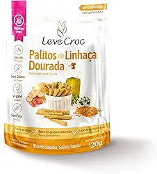 Biscoitos salgados sem glúten Leve Croc Palitos de Linhaça Dourada 120g