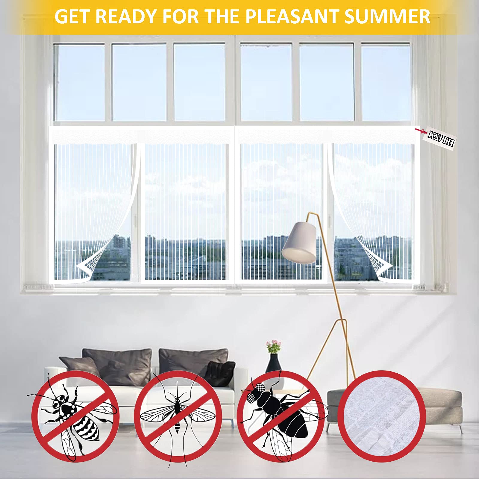 Zanzariera Magnetica Per Finestre 140x140 Cm - Auto-Chiusura, Facile Installazione | Bianco - Foto 10