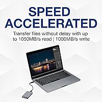 Vista 5 de LaCie Mobile SSD Secure 500GB, 10Gbps USB 3.1 Tipo C, Rescue SED, gris espacial, servicio de rescate de datos (STKH500800)