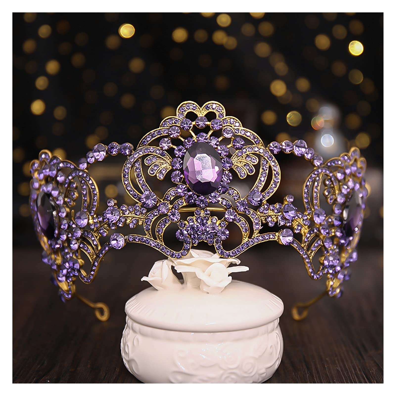Rhinestone Kryształ Tiara Diadem Królowa Korona Księżniczka Tiary Bridal Biżuteria Do Włosów Wesele Akcesoria Do Włosów Kobiety Chluba Tiara (Kolor Metalu: Czarny Gun Plated)