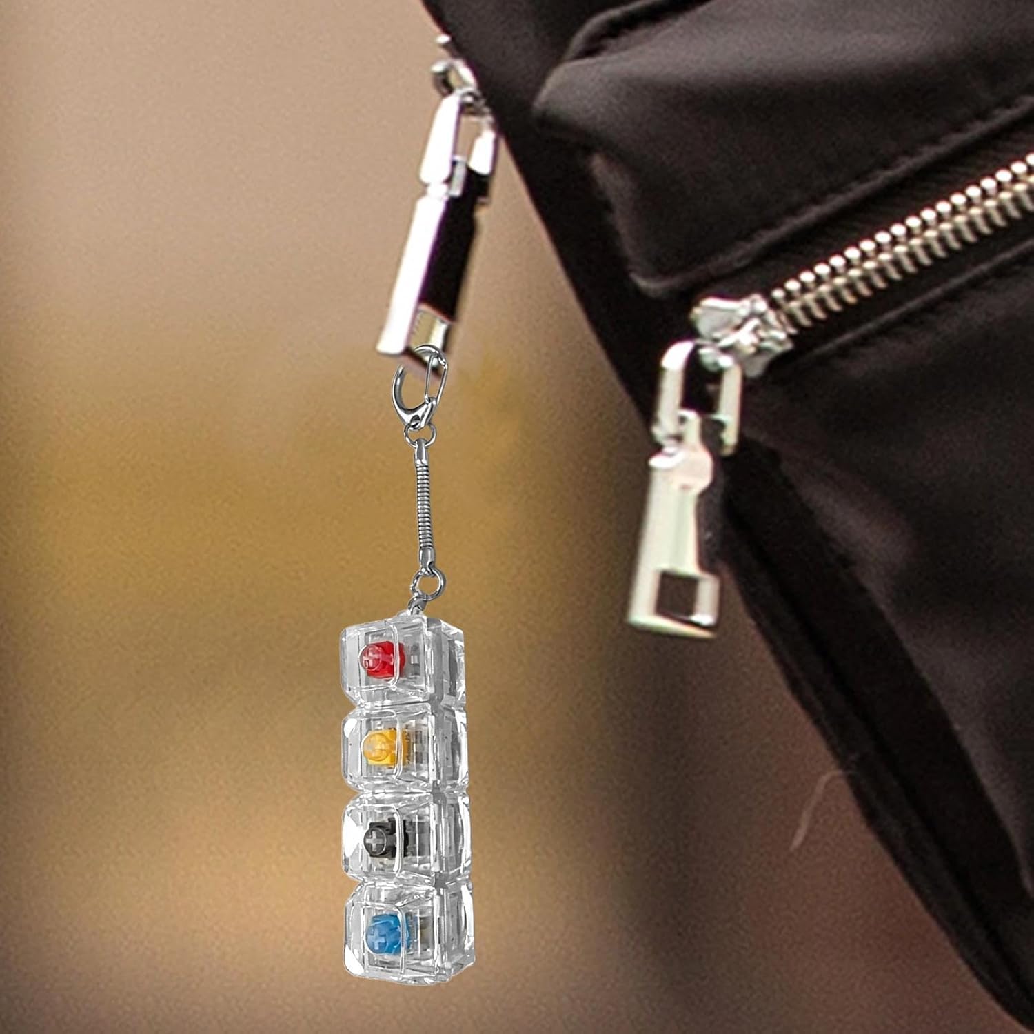 Light up Keyboard Fidget Toy | 4-Button Keyboard Clicker Fidget Keychain | Fun Colorful Finger Clicker Sensory Toys with LED Lights | Portable Press Button Keychain for Kids Adults