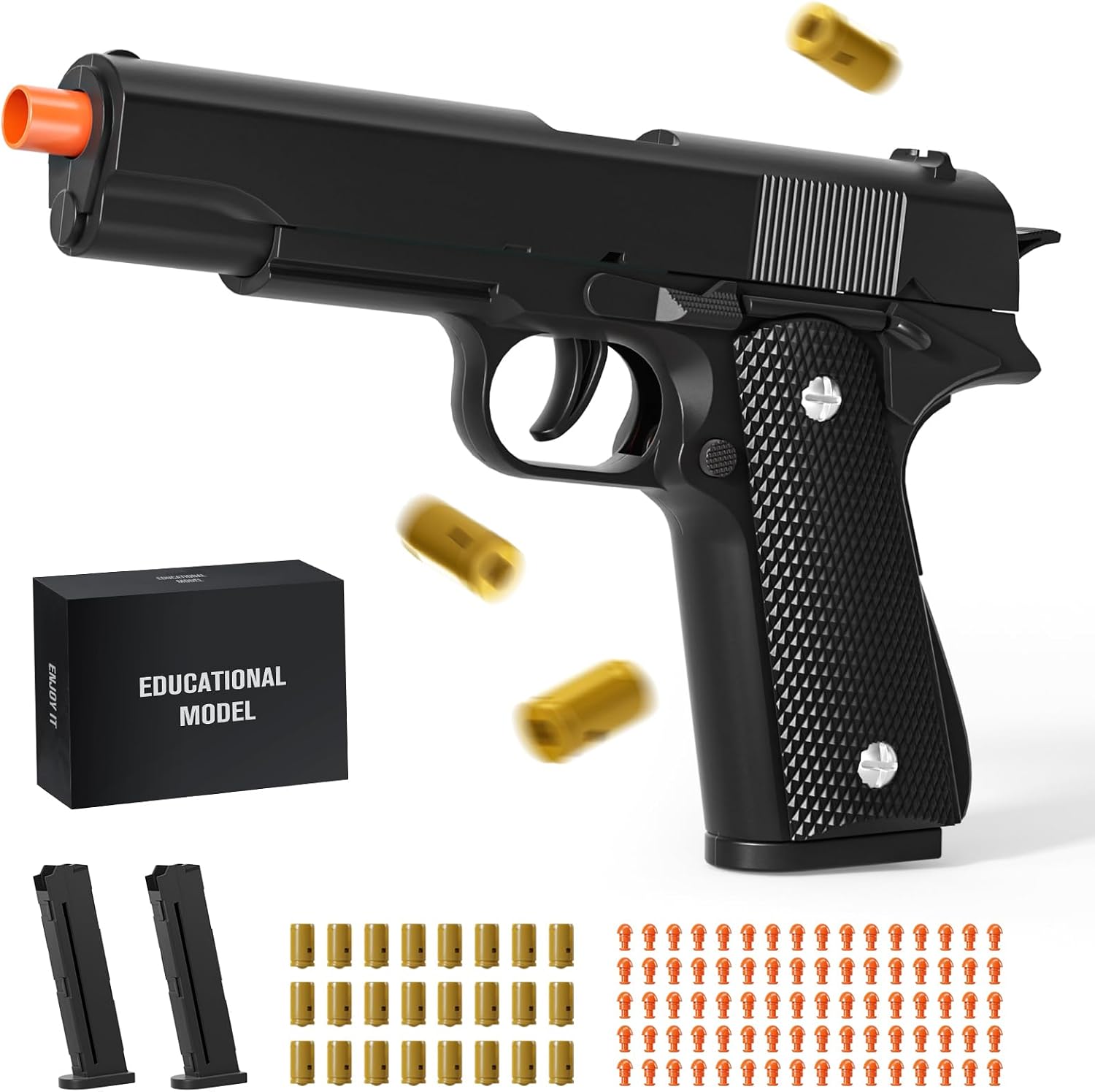 Soft Bullet Toy Gun with Shell Ejection and Semi-Auto Pull-Back Action – Educational Foam Dart Blaster for Boys and Girls Ages 8+, Perfect for Outdoor Shooting Games, Ideal Halloween, Birthday Gift