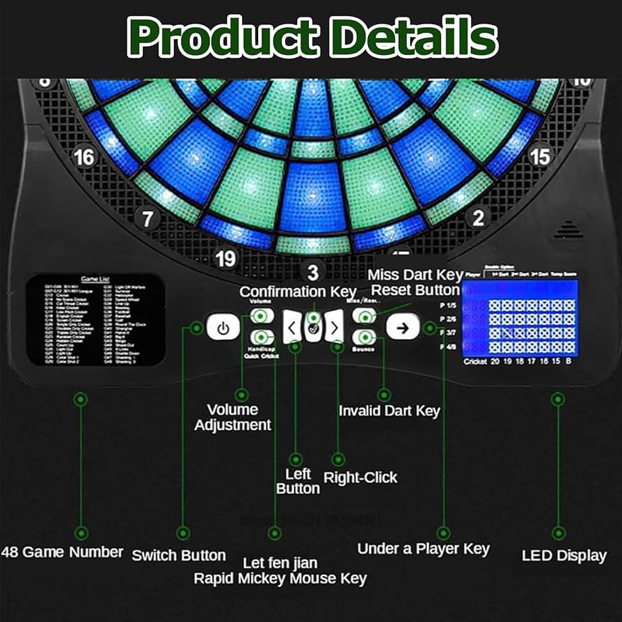 Amazon.co.jp: 電子ダーツボードセット ダーツ6本付き 13インチ