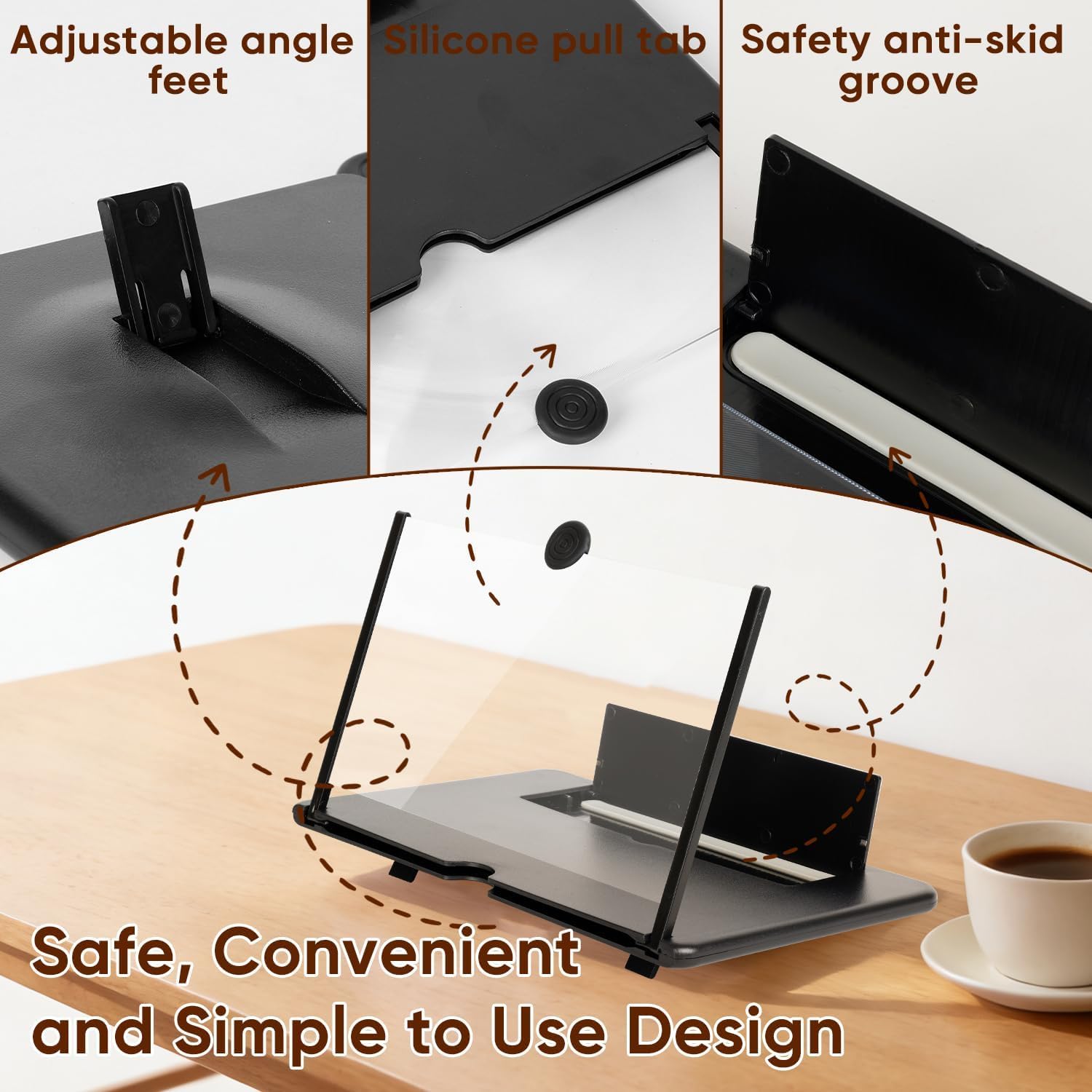 Loupe d'écran de téléphone portable HD pliable avec support pour films et jeux, cadeau universel pour homme
