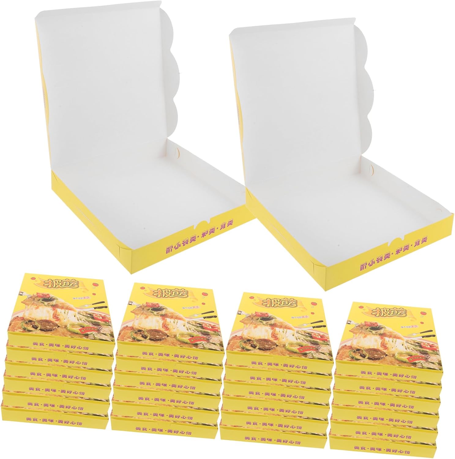 Homoyoyo 40pcs 9-inch Pizza Boxes Flat Corrugated Cardboard Takeout Containers Food Storage Holders and Party Use