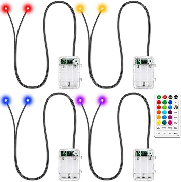 RGB Glowing Eyes with Remote, Timer LED Eyes for Skeleton, 4 Pack