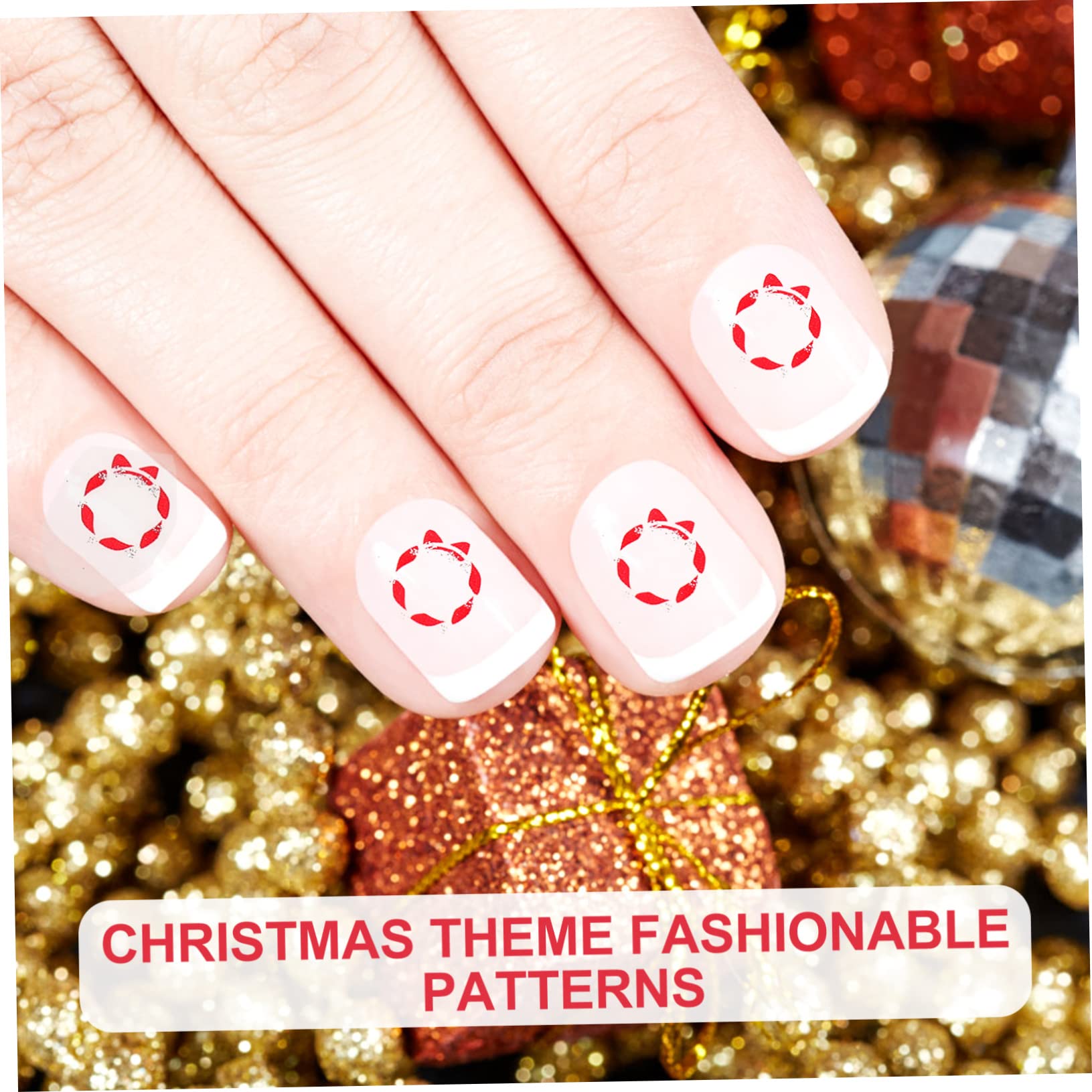 FRCOLOR 5 Set Adesivi Per Unghie Natalizi Ragazze Unghie Finte Unghie Finte Per La Festa Di Natale Consigli Per Decorazioni Natalizie Per Le Unghie Rosso 5 Fogli 5 Fogli*5