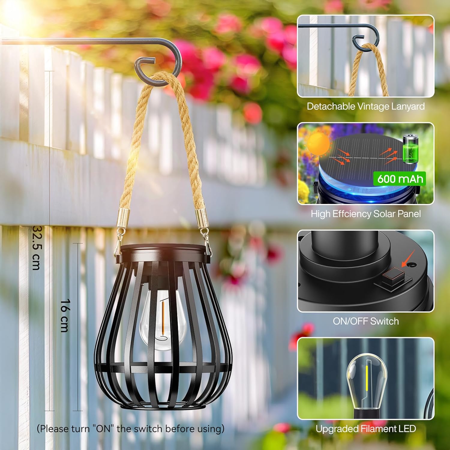 Hanging Metal Solar Lanterns Outdoor Waterproof for Outside Use