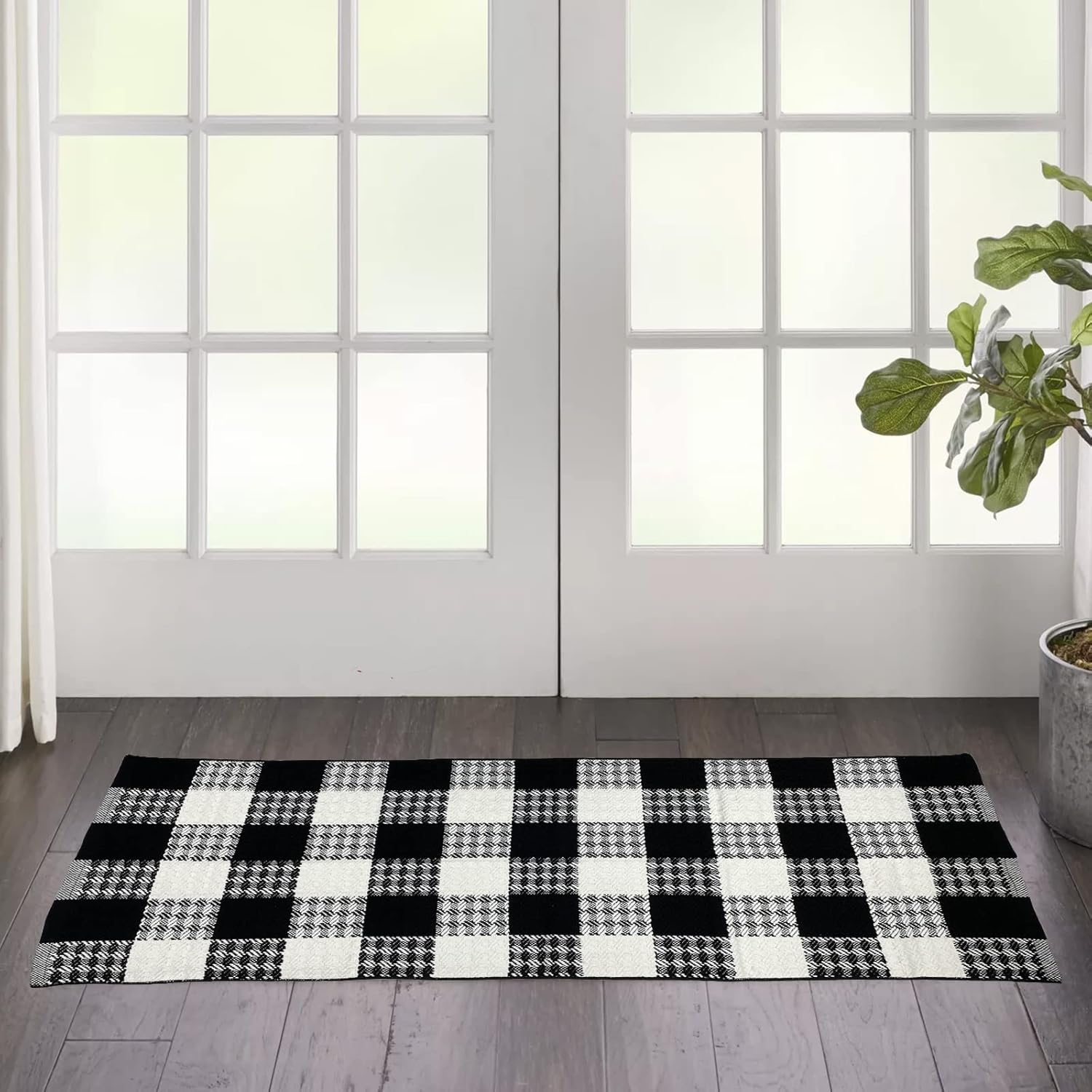 Winwinplus Buffalo Plaid Doormat Farmhouse Style Tartan, Low Profile, Heavy Duty Welcome Doormat for Indoor and Outdoor, Easy Clean, Rug Mats for Entry, Patio, Decor Rug, 2' x 4.3'