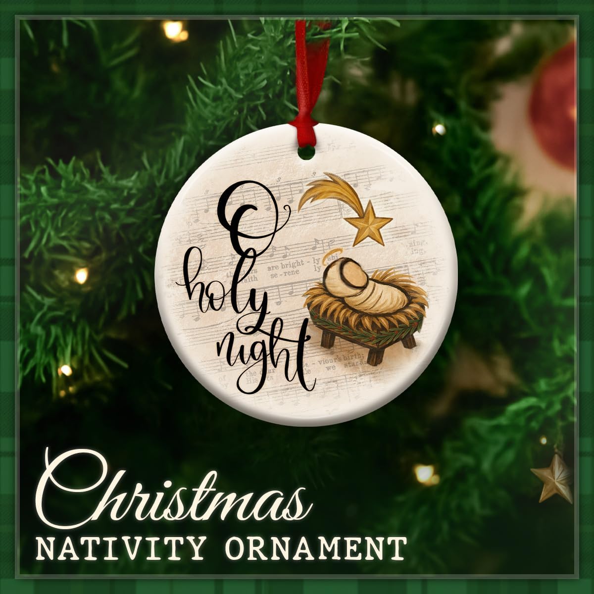 Nativity Scene Christmas Ornament - O Holy Night Religious Tree Decoration, Christian Bible Ornament - Jesus Faith Gift for Men and Women 2025 - Image 3