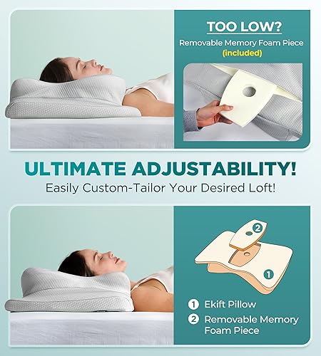 Miniatura 6 de EKIFT Ease Now - Almohada cervical para el cuello para aliviar el dolor, almohada refrescante para dormir de lado, espalda y estómago, almohadas de