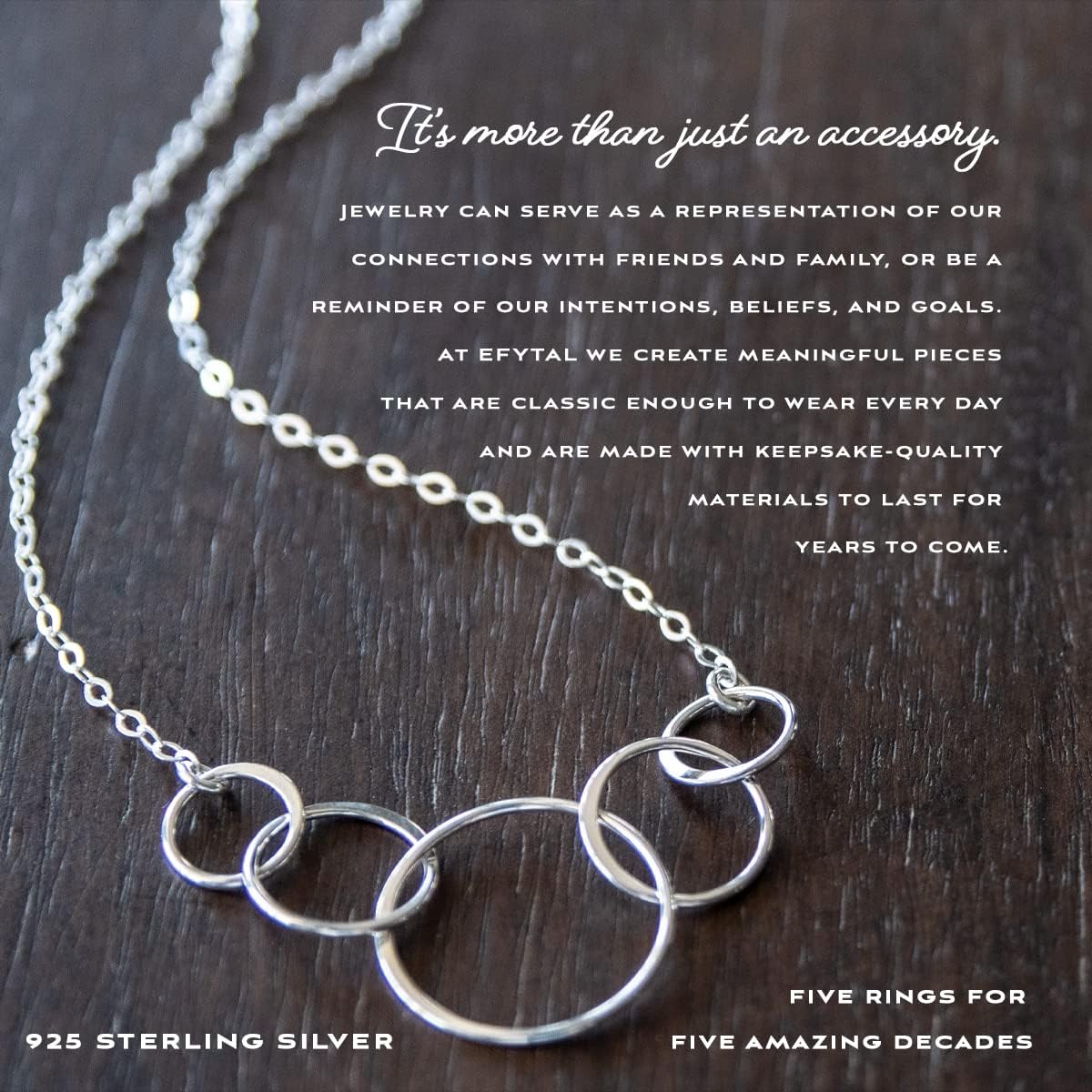 EFYTAL 50th Birthday Gifts for Women, 925 Sterling Silver Five Circle Necklace For Best Friend, 5 Decade Jewelry 50 Years Old - Image 2