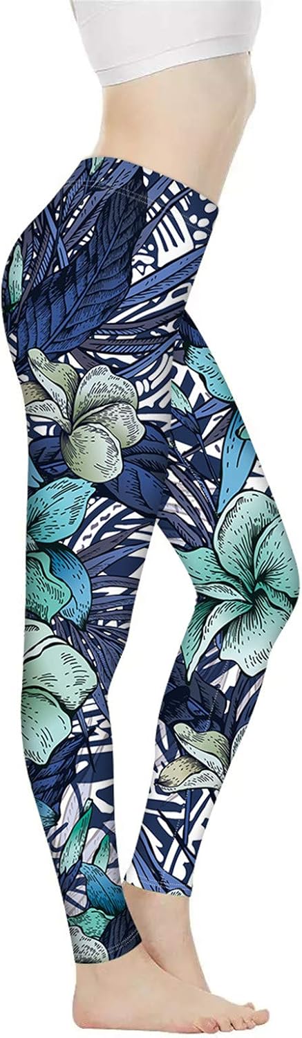 FKELYI Womens Casual Legging Stretch Yoga Leggings Work Out Pants Full Length Capris for Teen