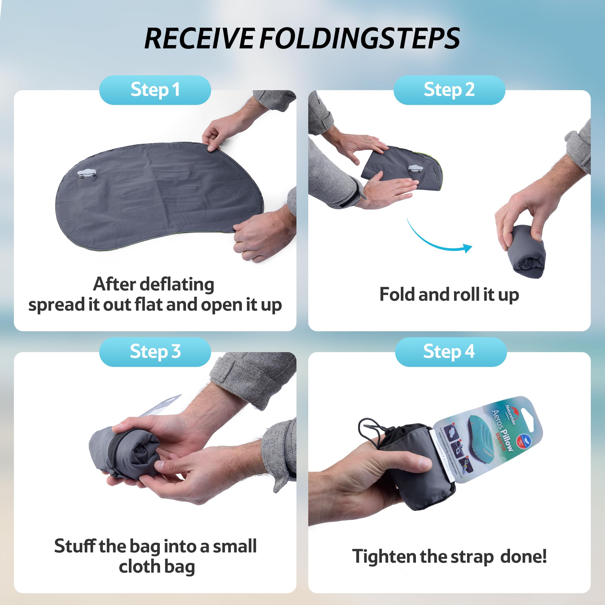 Naturehike Almohada hinchable de viaje de TPU ultraligera, cojín cervical en forma de U para acampar al aire libre, cojín de viaje portátil con soporte óptimo, ideal para viajes y dormir