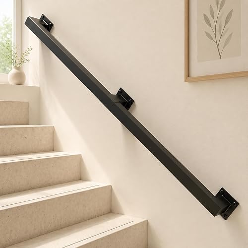6FT Handrails for Stairs Indoor Outdoor, Step Railing Wall Mounted