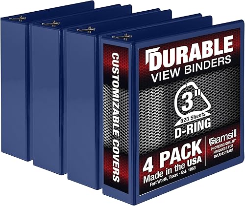 Vista 513 de Samsill Carpeta duradera de 1.5 pulgadas, fabricada en los Estados Unidos, carpeta de anillos en D, carpeta transparente personalizable, surtido