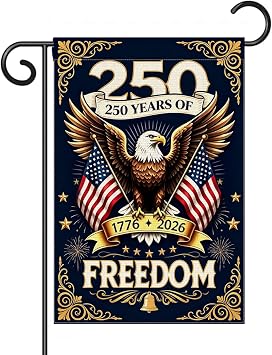 250 Anniversary USA Garden Flags for Outside,250 Anniversary USA Merchandise Double-Sided Flag with Eagle Pattern,1776-2026 Patriotic 4th of July Yard Decor 12x18 Inch