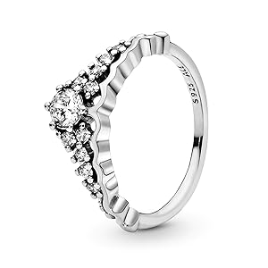 PANDORA Women's Ring Fairytale Tiara 196226CZ, 52, Sterling Silver, Cubic Zirconia