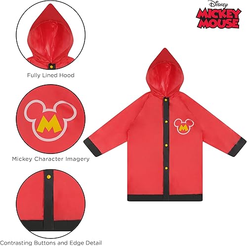 Miniatura 5 de Disney Conjunto de paraguas y poncho para niños, ropa de lluvia de Mickey Mouse para niños de 2 a 3 años o niños de 4 a 7 años, Rojo -