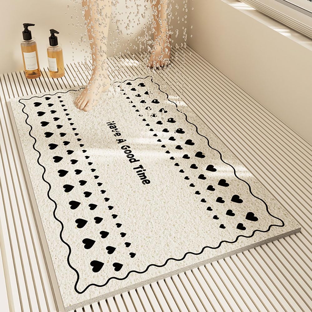 Tappetino Doccia Antiscivolo Luffa PVC - Tondo 60x120cm Asciugatura Rapida