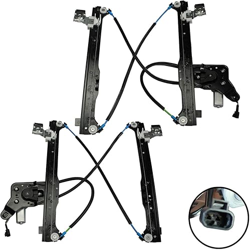 Miniatura 2 de LOSTAR Par de reguladores de elevalunas eléctrico con carga lateral del conductor trasero (izquierdo) y del pasajero (derecha) con conjunto de motor