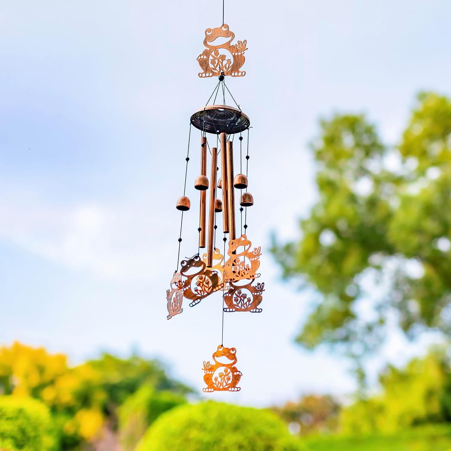 Frog Wind Chimes Outdoor Frog Gifts for Women Men Mom Gardening Birthday Gifts Metal Memorial WindChimes for Outside/Indoors, Lawn, Patio, Yard Art, Garden Decor, Yard Decorations