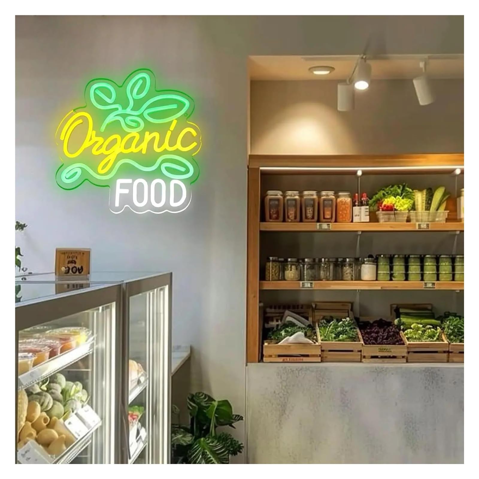 Decoración Lámparas Letrero De Neón Organic Food Con Atenuación USB Para Cocina, Supermercado, Restaurante, Comedor, Decoración Del Hogar,30.5x30.5cm