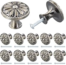 Jinlaili 10PCS Vintage Round Cabinet Knob, 35MM Retro Drawer Pull, Furniture Knobs and Handles, Furniture Knobs, Kitchen Cabinets, Drawers, Knobs for Doors (B-Bronze)