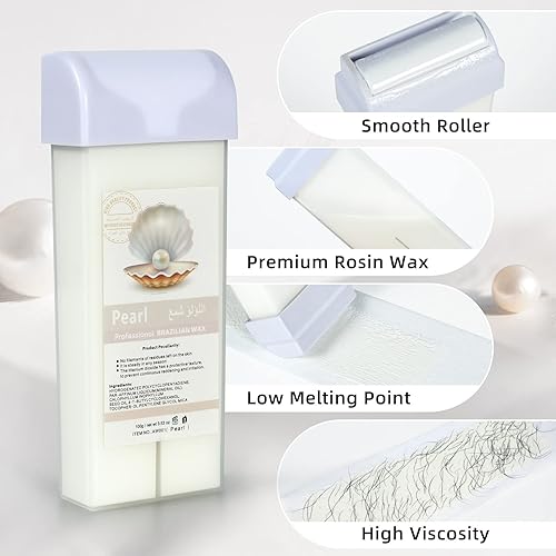 Miniatura 3 de Beth Lee - Kit de depilación de cera depilatoria con rodillos de cera enrollables, paquete de 2 cartuchos de cera de rosa y 100 tiras de cera de