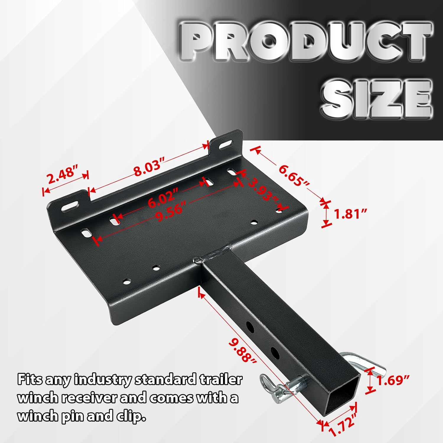 Winch Hitch Mounting Plate, Towing Winch Mounts Universal 2" Receiver Trailer Hitch Winch Mount Bracket for Recovery Winches Hitch Winch Cradle Mounting Plate Fit for ATV UTV SUV Pickup Truck