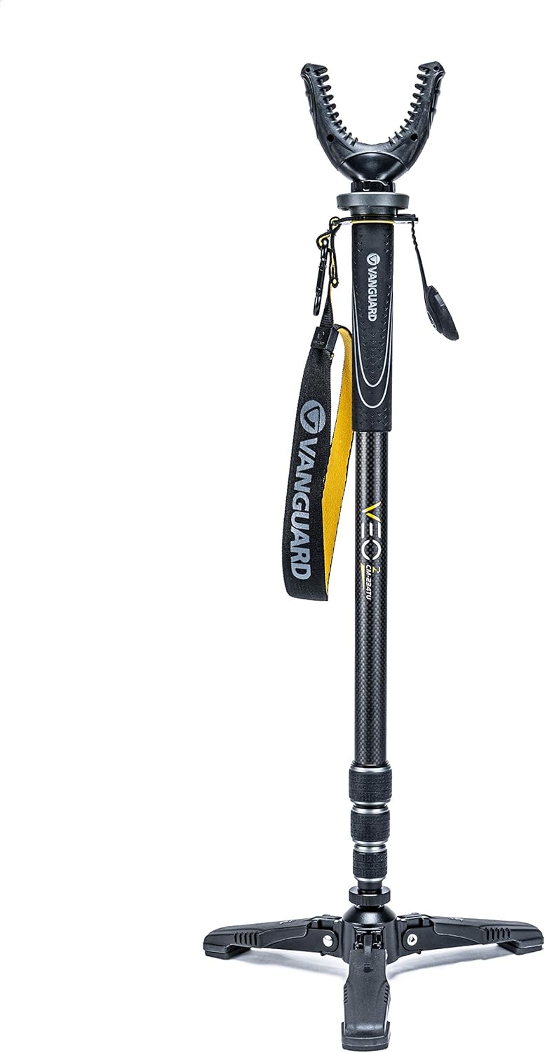 VANGUARD VEO 2 CM-234TU Carbon Fiber Shooting Stick, Tri-Stand Base with Ball Joint, Rotating and Removeable U Shaped Yoke