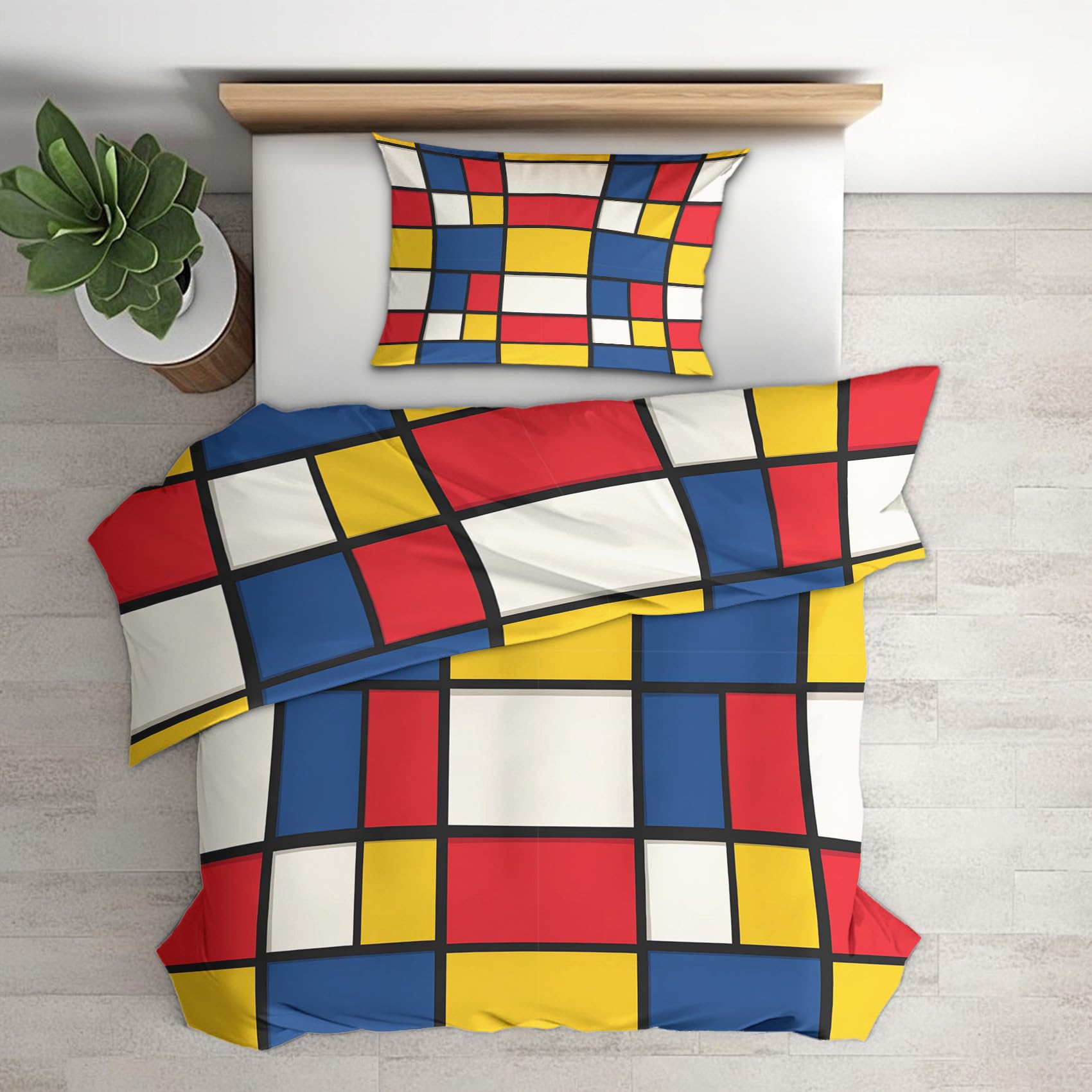 Housse de couette 140x200 géométrie infroissable pour en finir avec la corvée du repassage