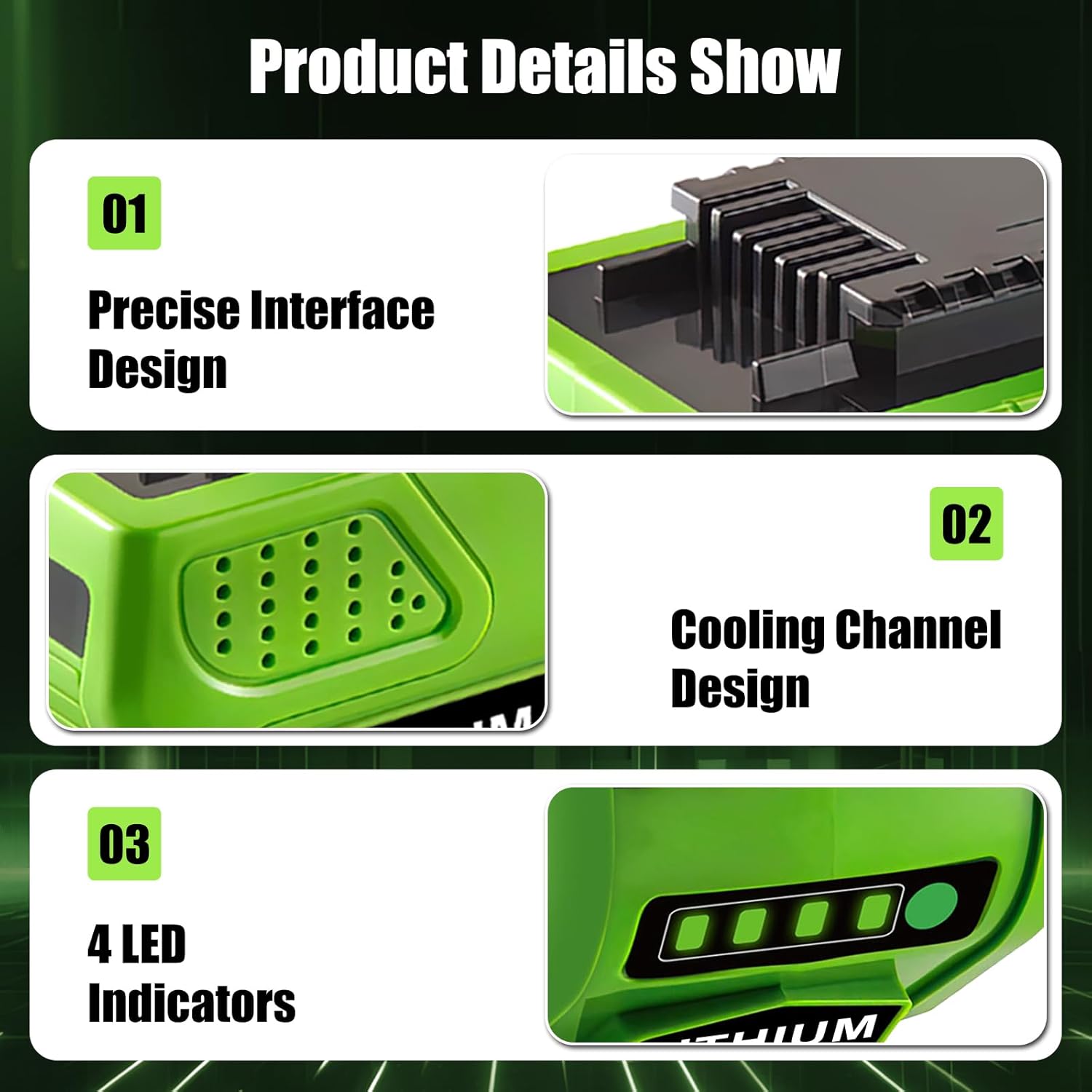 40V 6.0Ah 29252 Replacement for Greenworks 40V Battery Lithium 29252 20202 22262 25312 25322 20642 22272 27062 21242 Compatible with GreenWorks G-MAX Battery 40 Volt Cordless Chainsaw Tools (1Pack)