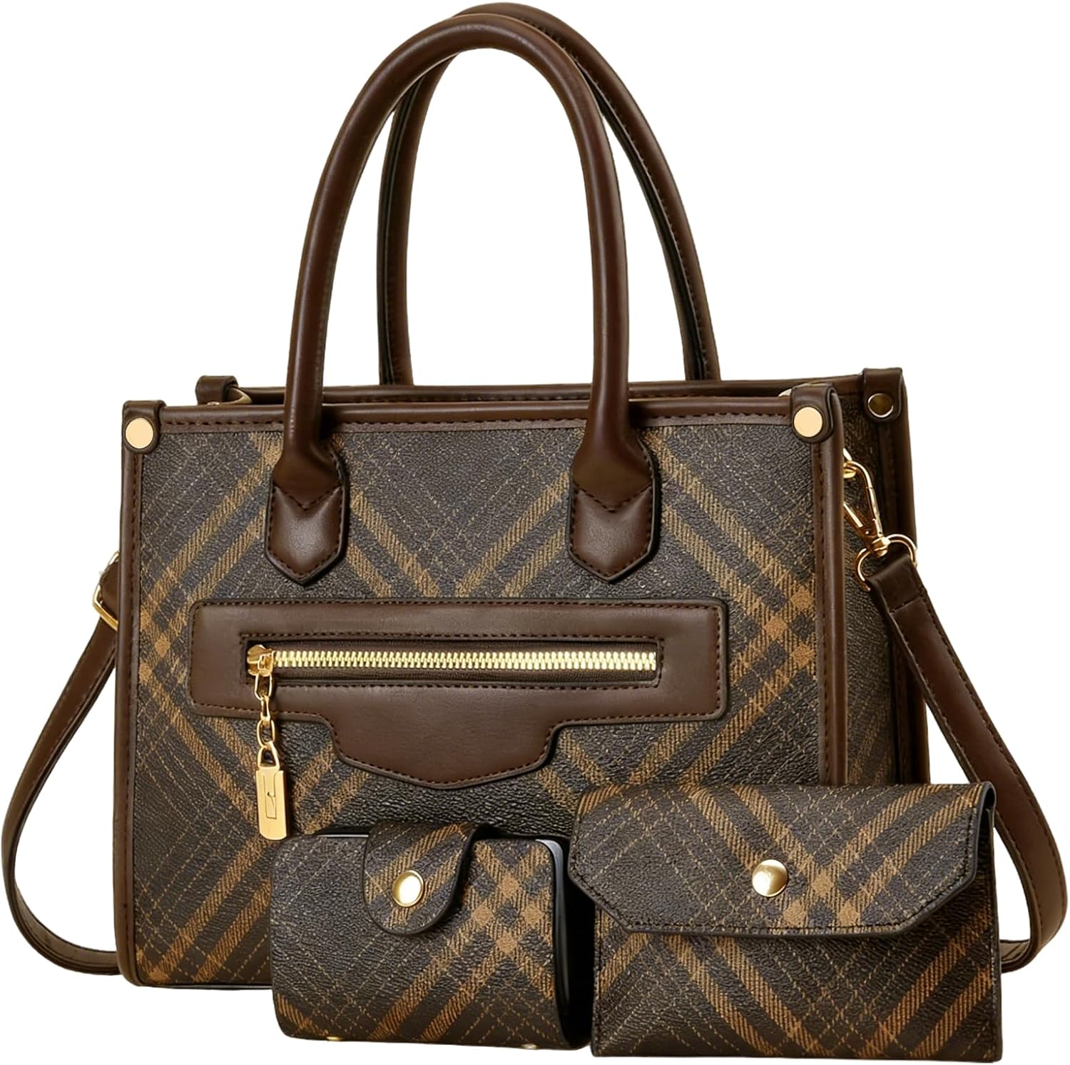 Purses and Handbags for Women, 3Pcs Women's Handbags Fashion PU Leather, Tote Shoulder Top Handle Satchel Purse Bags