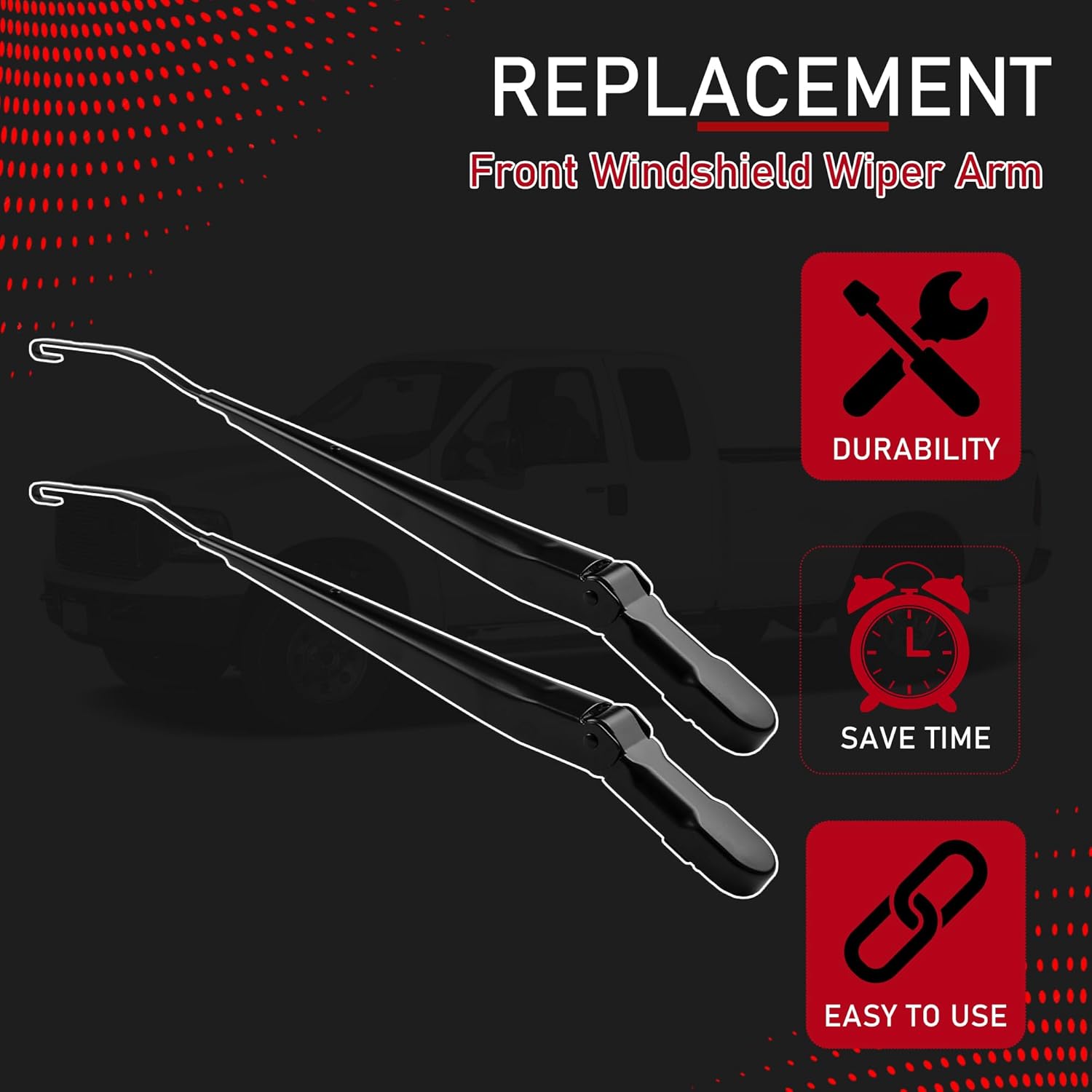 Pair 42647 42648 Front Windshield Wiper Arm Compatible with 2000-2005 Ford Excursion 1999-2007 Ford F250 F350 F450 Super Duty Replaces F81Z17527AA F81Z17526AA 4C3Z17527-AA 4C3Z17526-AA