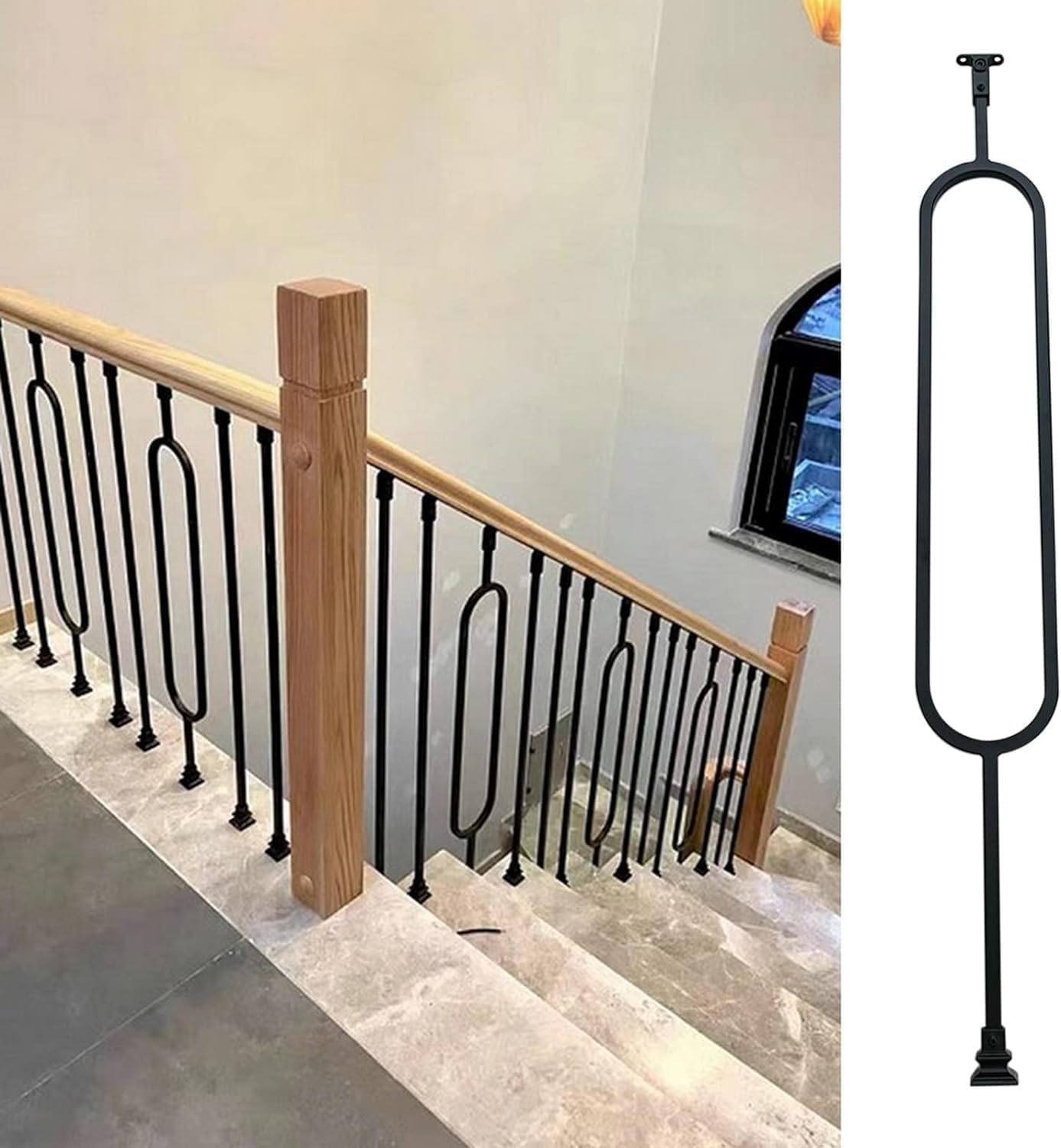 Poteaux de garde-corps pour rampe de terrasse et escalier intérieur noir x2