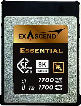 Exascend Essential 2 TB / 1 TB / 512 GB / 256 GB CFexpress Card Type B, up to 1,800MB/s, Compatible with Canon, Nikon, Panasonic and Other Cameras 1 TB